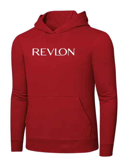 Bright Red 8.5 oz Ring Spun Hooded Sweatshirt w/Revlon Logo