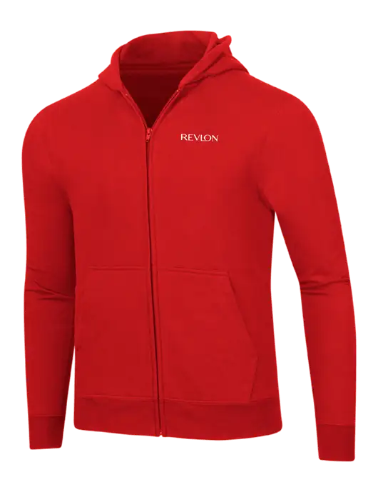 Bright Red 8.5 oz Ring Spun Zip Hooded Sweatshirt w/Revlon Logo