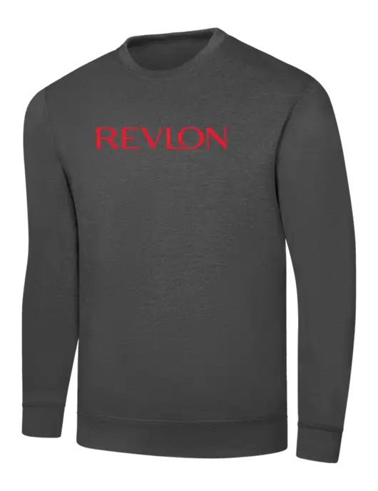 Charcoal 7.8 oz Ring Spun Crew Sweatshirt w/Revlon Logo