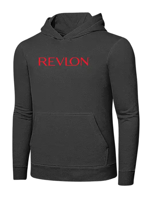 Charcoal 7.8 oz Ring Spun Hooded Sweatshirt w/Revlon Logo