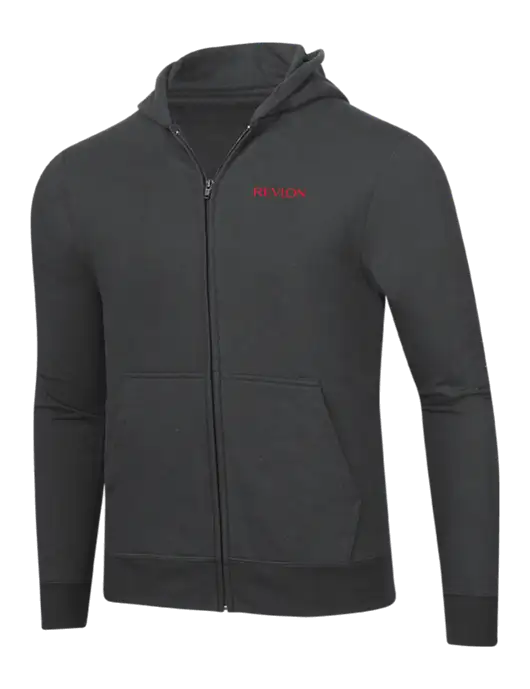 Charcoal 8.5 oz Ring Spun Zip Hooded Sweatshirt w/Revlon Logo