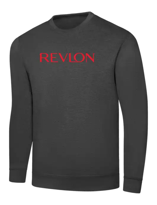 Dark Heather Grey 7.8 oz Ring Spun Crew Sweatshirt w/Revlon Logo