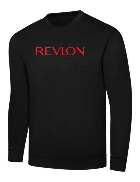 Black 7.8 oz Ring Spun Crew Sweatshirt w/Revlon Logo