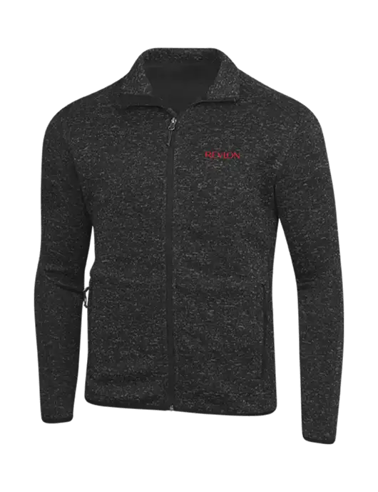 Black Heather Sweater Fleece Jacket w/Revlon Logo
