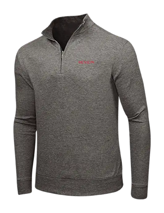 Charcoal Heather/Medium Heather Grey Interlock 1/4 Zip w/Revlon Logo