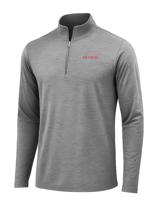 Dark Grey Heather Posicharge Tri-Blend Wicking 1/4 Zip Pullover w/Revlon Logo