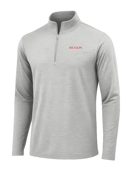 Light Grey Heather Posicharge Tri-Blend Wicking 1/4 Zip Pullover w/Revlon Logo
