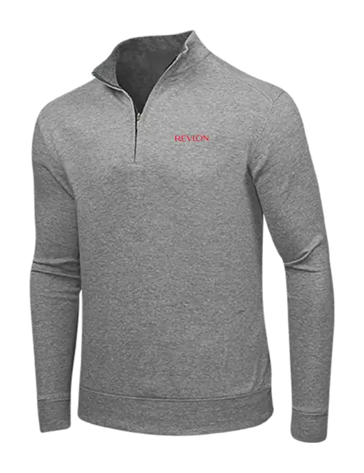 Medium Heather Grey/Charcoal Heather Interlock 1/4 Zip w/Revlon Logo