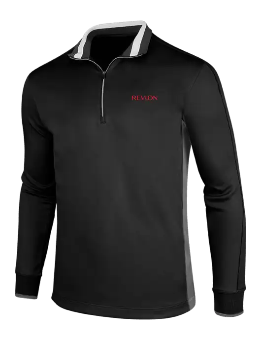 NIKE Black/Dark Grey/White Dry-Fit 1/2 Zip Cover-Up w/Revlon Logo