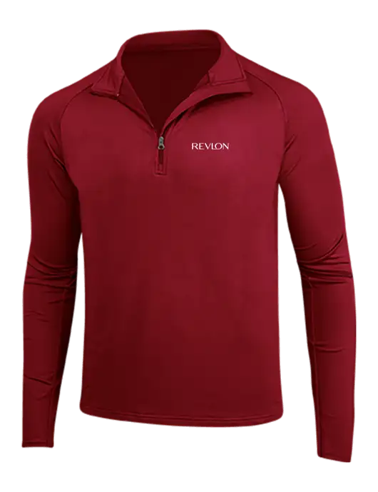 Red Sport Wick Stretch 1/4 Zip Pullover w/Revlon Logo