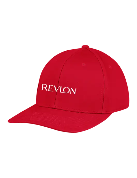 Premium Modern Structured Twill Red Snapback Cap w/Revlon Logo