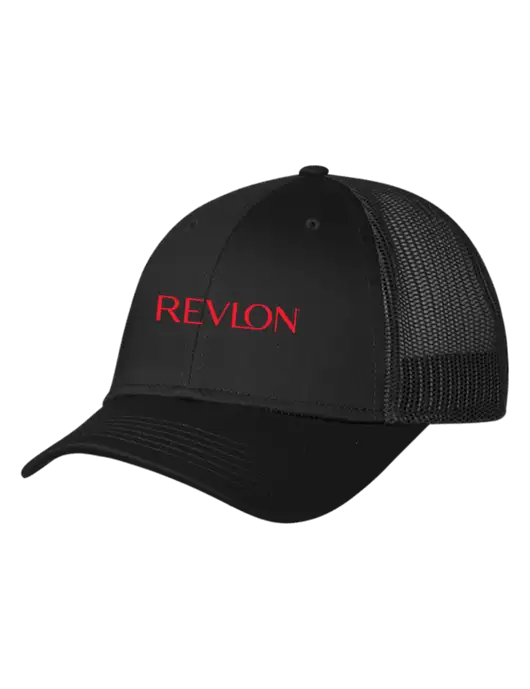Black Mesh Trucker Cap Snap Back w/Revlon Logo