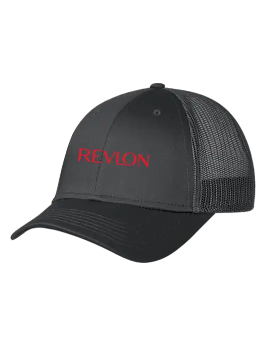 Charcoal Mesh Trucker Cap Snap Back w/Revlon Logo