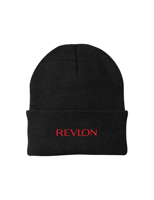 Black Knit Cap w/Revlon Logo