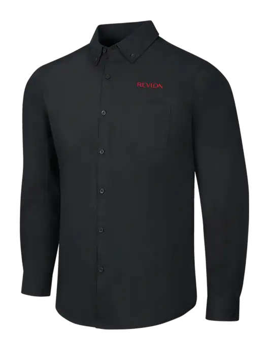 Black Long Sleeve Carefree Poplin Shirt w/Revlon Logo