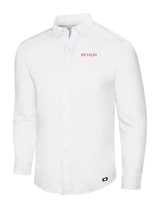 OGIO Bright White Modern Code Stretch Button-Up Shirt w/Revlon Logo