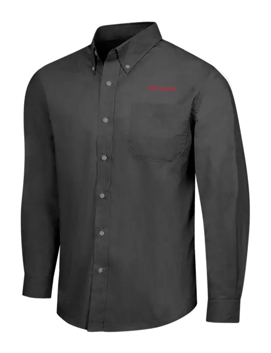 Soft Black Crosshatch Easy Care Shirt w/Revlon Logo
