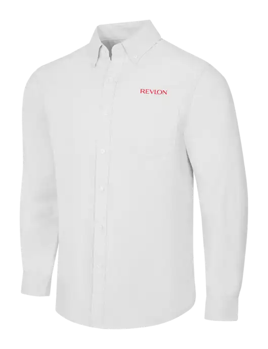 White SuperPro Oxford Shirt w/Revlon Logo