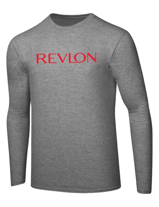 Ring Spun Light Heather Grey 4.5 oz Long Sleeve T-Shirt w/Revlon Logo