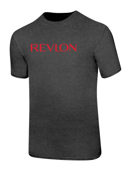 Ring Spun Dark Heather Grey 4.5 oz T-Shirt w/Revlon Logo