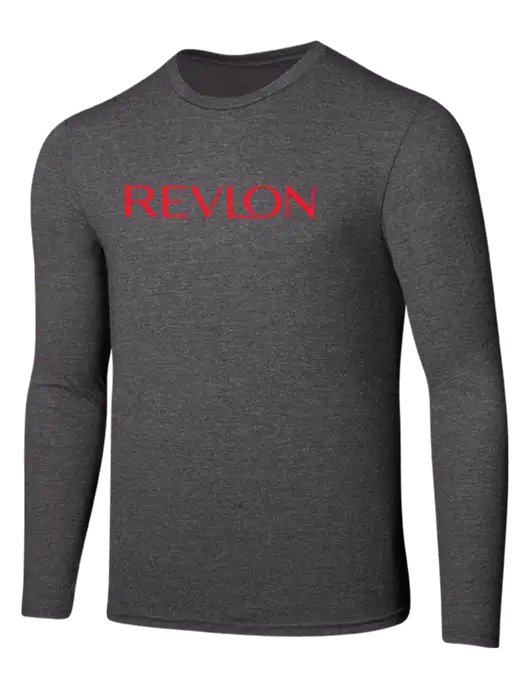 Seriously Soft Heathered Charcoal Long Sleeve T-Shirt w/Revlon Logo