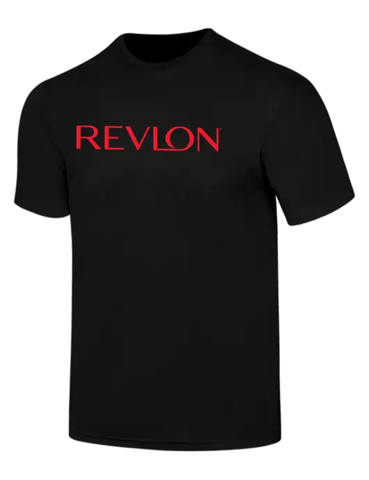 Simply Soft Black 4.5oz  Poly/Combed Ring Spun Cotton T-Shirt w/Revlon Logo