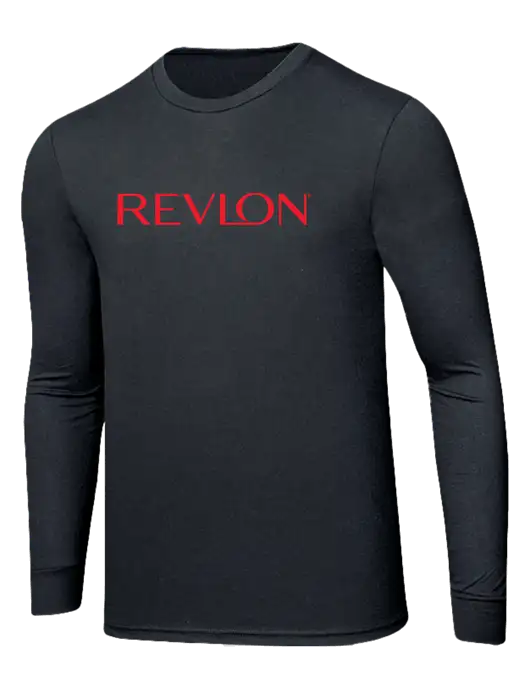 Simply Soft Long Sleeve Black Frost 4.5 oz, Poly/Combed Ring Spun Cotton T-Shirt w/Revlon Logo