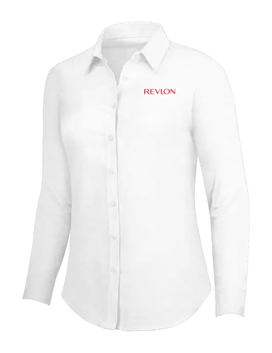White Womens SuperPro Oxford Shirt w/Revlon Logo