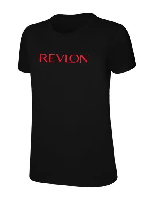 Womens Ring Spun Jet Black 4.5 oz T-Shirt w/Revlon Logo
