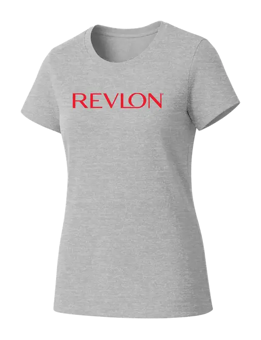 Womens Seriously Soft Light Heathered Grey T-Shirt w/Revlon Logo