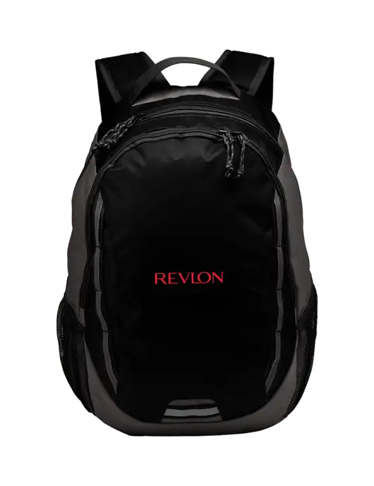 Ridge Black/Dark Charcoal Laptop Backpack w/Revlon Logo