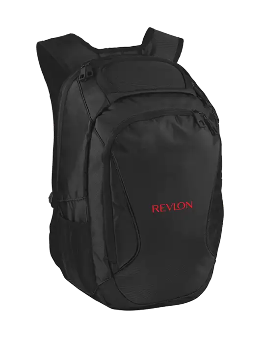 Stealth Black Laptop Backpack w/Revlon Logo
