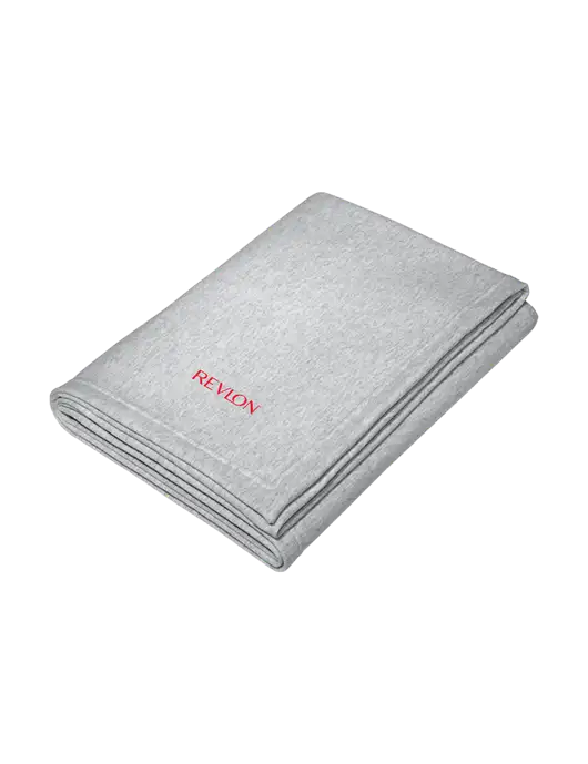 Core Light Grey Heather Fleece Sweatshirt Blanket w/Revlon Logo