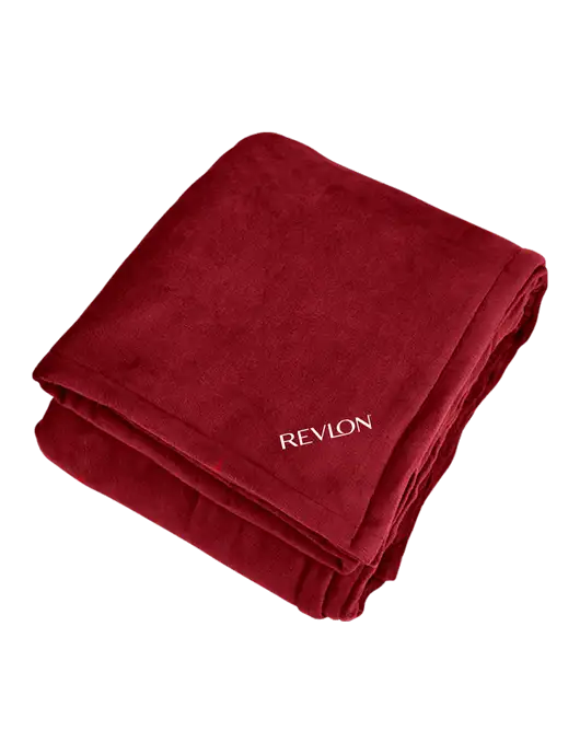 Mountain Lodge Red Rhubarb Blanket w/Revlon Logo